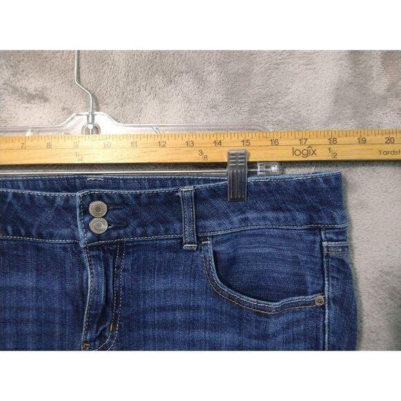American Eagle Jeans Women 14 Blue Denim Artist Flare Dark Wash Mid Rise Boho - Picture 3 of 9